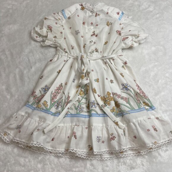Vintage Wildflower Collection Floral Dress Girls‎ Size 5 High Neck Lace Cottage - Picture 6 of 13